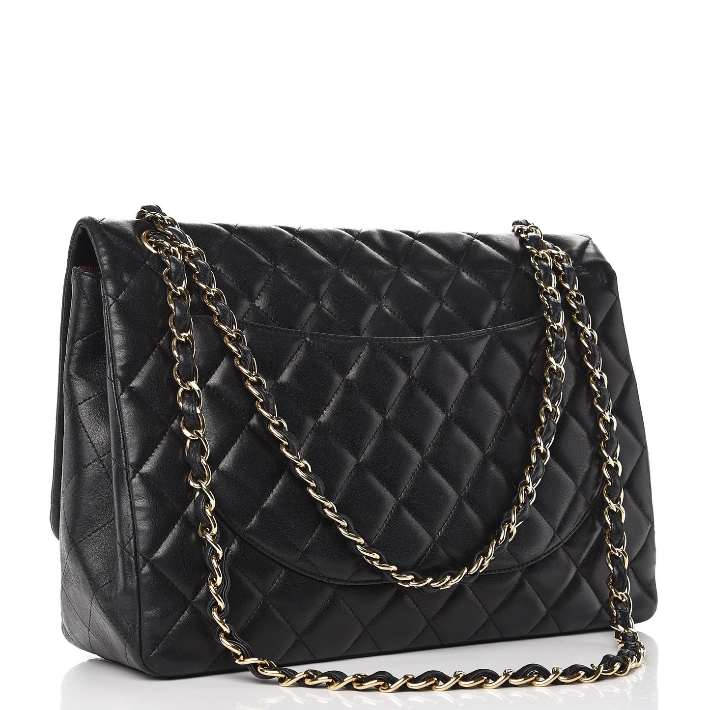 Lambskin Quilted Maxi Single Flap Black