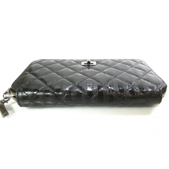 Chanel Leather Striped Reissue Wallet Metallic Black 4 of 9