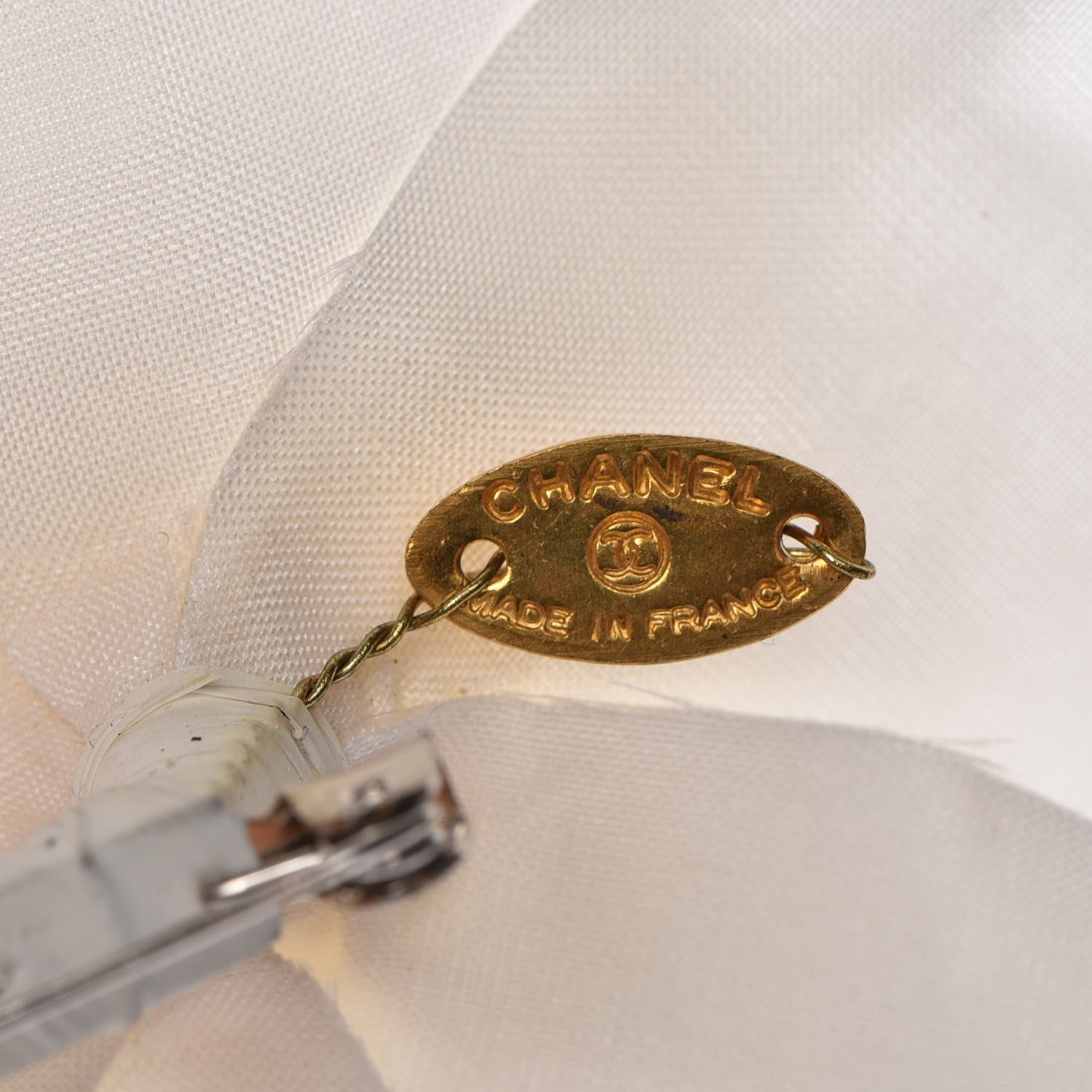 Chanel Silk Taffeta Camellia Brooch Pin White 3 of 5
