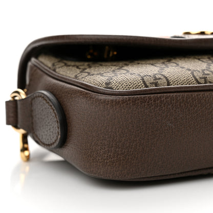 Gucci GG Supreme Monogram Textured Dollar Calfskin Mini Ophidia Flap Shoulder Bag Beige Ebony New Acero 9 of 10
