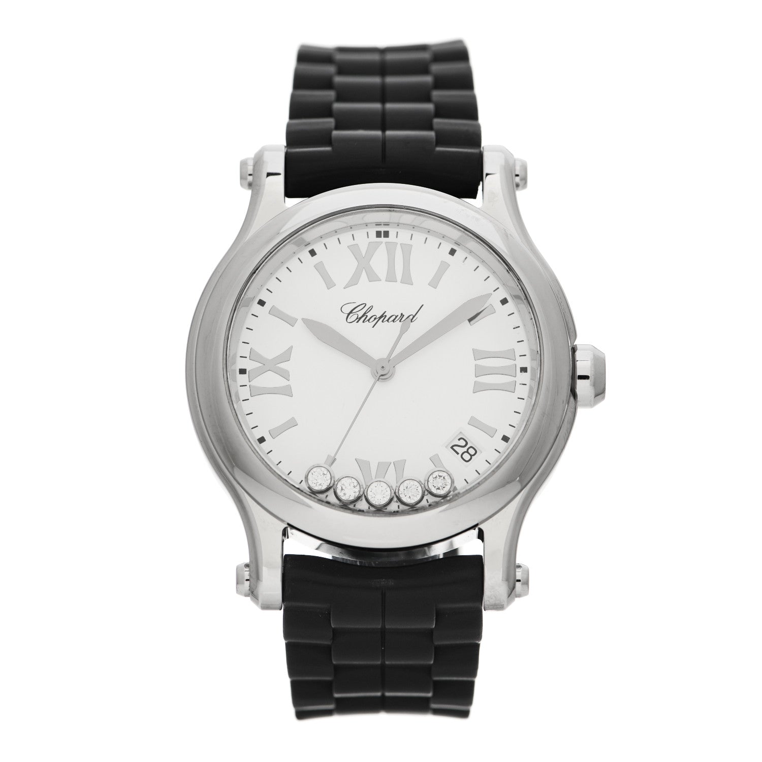 Chopard Stainless Steel Rubber 5 Diamond 36mm Happy Sport Quartz Watch 1 of 5