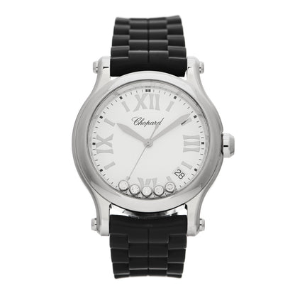 Chopard Stainless Steel Rubber 5 Diamond 36mm Happy Sport Quartz Watch 1 of 5