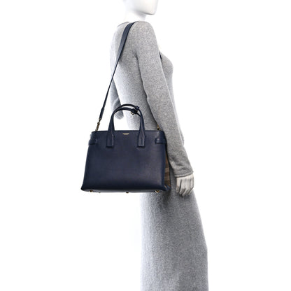 Burberry Derby Calfskin Vintage Check Medium Banner Tote Regency Blue 2 of 9