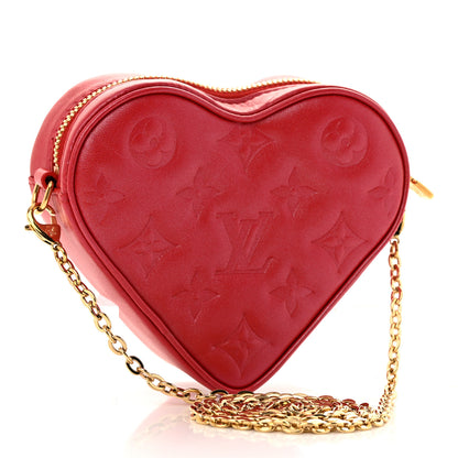 Louis Vuitton Lambskin Embossed Monogram Fall In Love Sac Coeur Heart Chain Bag Lipstick Red 3 of 9