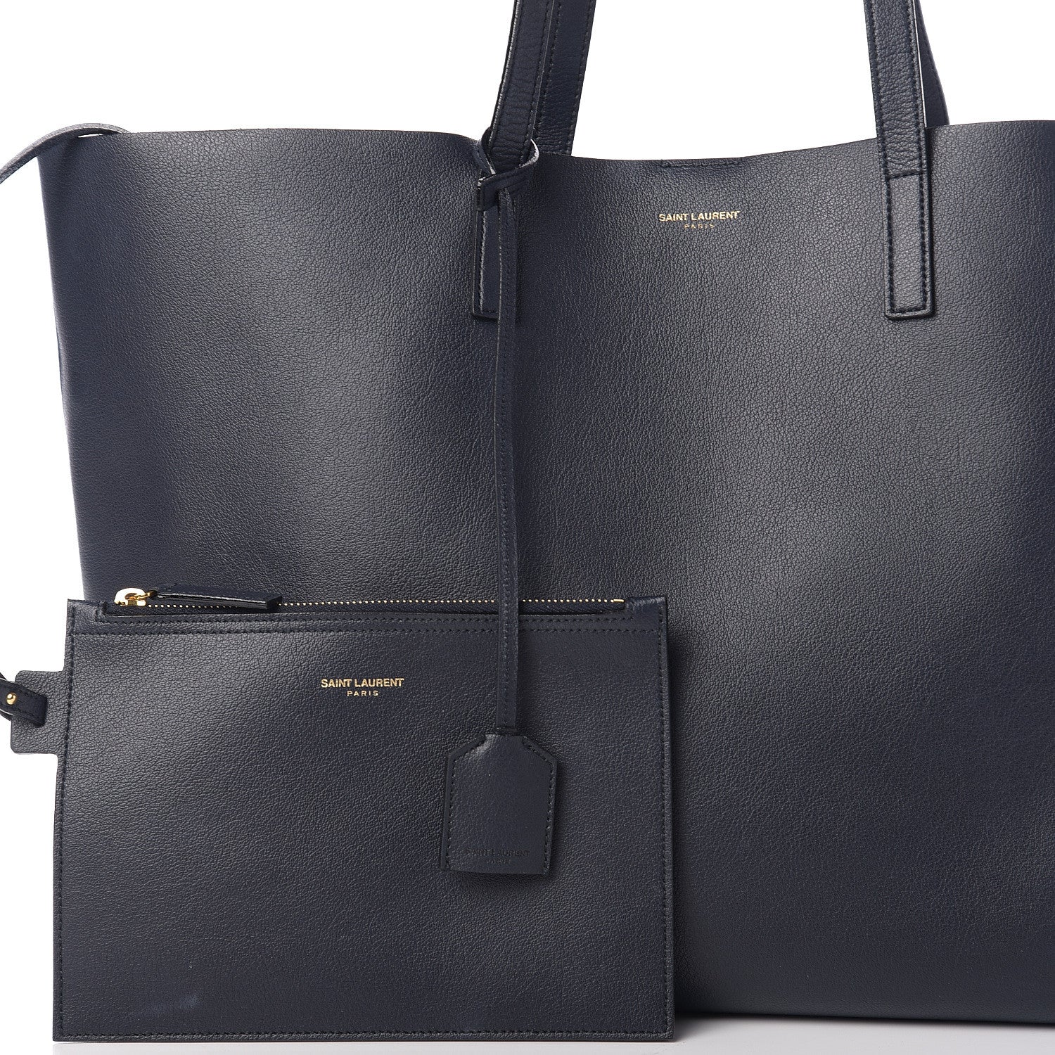 Saint Laurent Calfskin Large Shopping Tote Deep Marine 7 of 10
