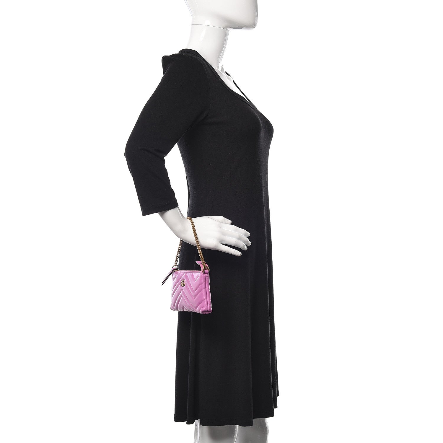 Gucci Calfskin Matelasse Mini GG Marmont Chain Bag Candy Mousse 2 of 11