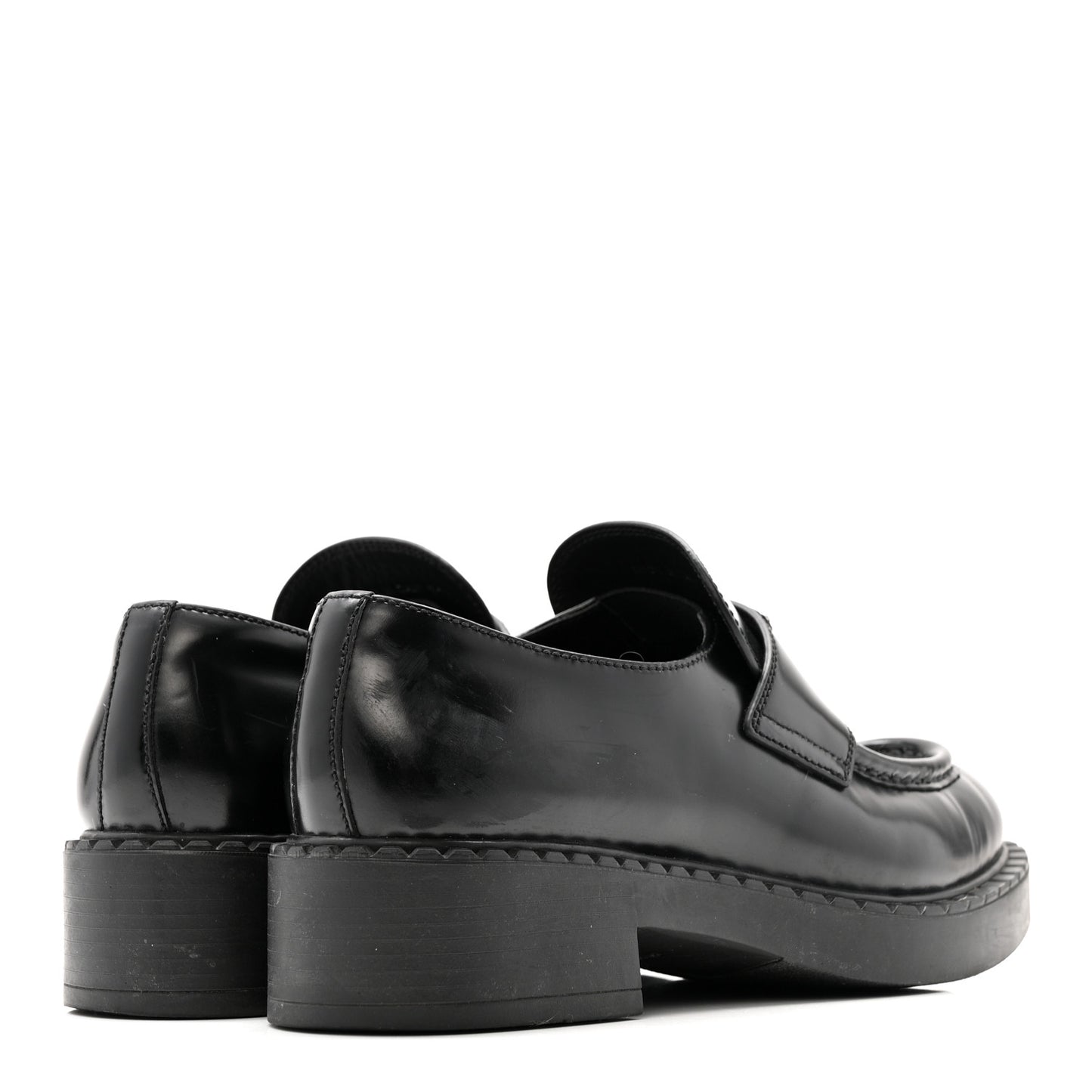 Spazzolato Metal Triangle Logo 50mm Loafers 37.5 Black