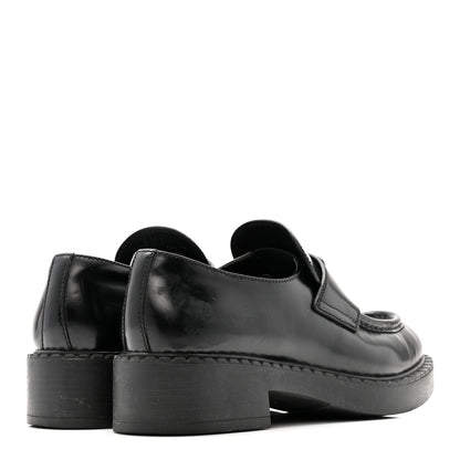 Prada Spazzolato Metal Triangle Logo 50mm Loafers 37.5 Black 5 of 13