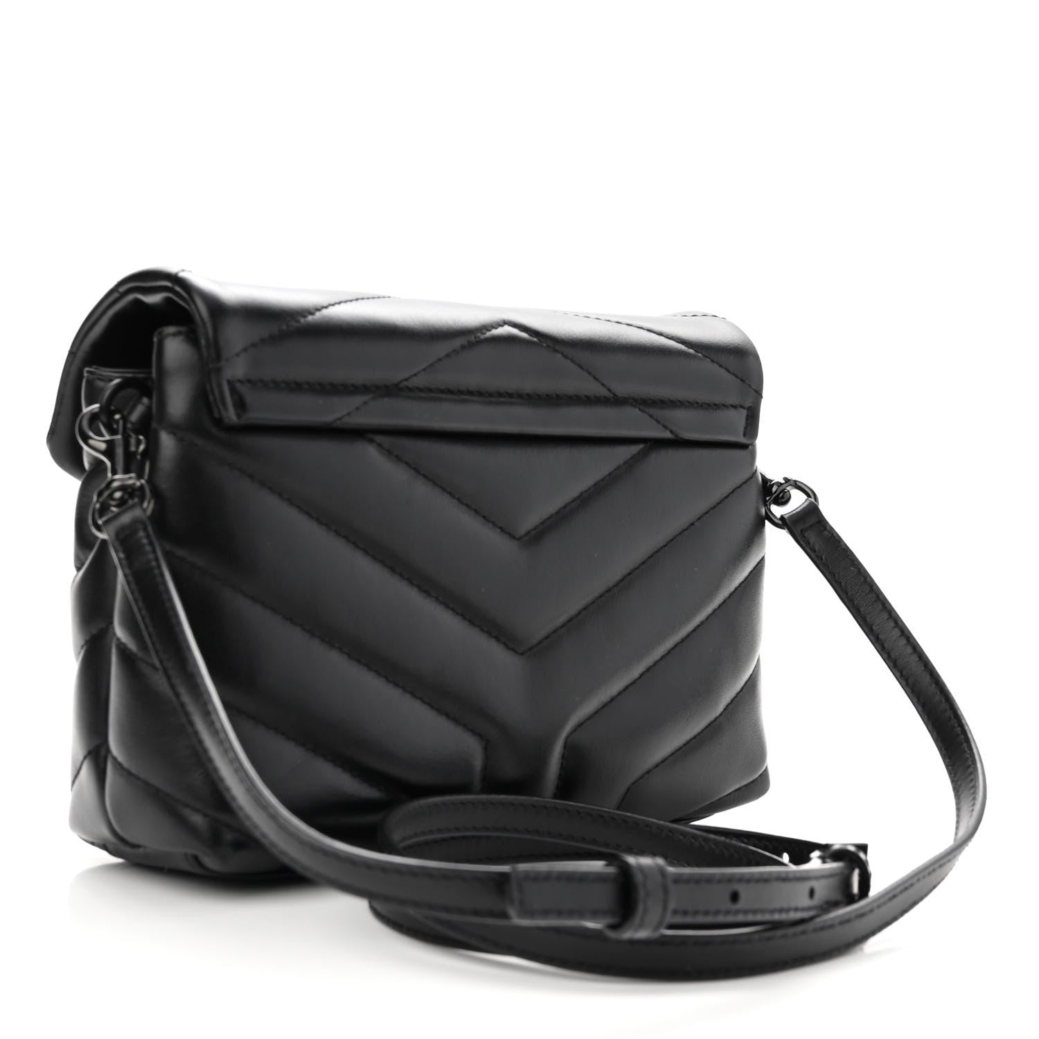 Saint Laurent Calfskin Y Quilted Monogram Monochrome Toy Loulou Crossbody Bag Black 2 of 12