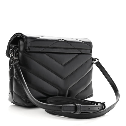 Saint Laurent Calfskin Y Quilted Monogram Monochrome Toy Loulou Crossbody Bag Black 2 of 12