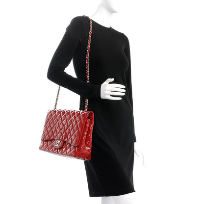 Chanel Patent Quilted Maxi Double Flap Red 2 of 12