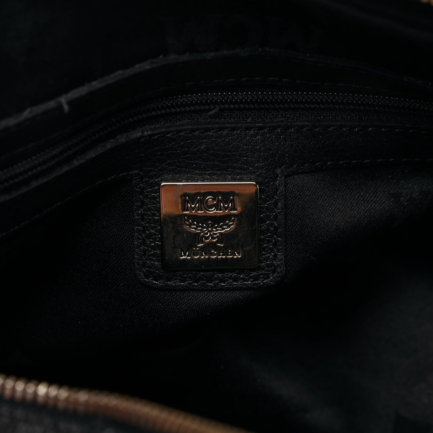 MCM Grained Calfskin Studded Boston Bag Black 8 of 9