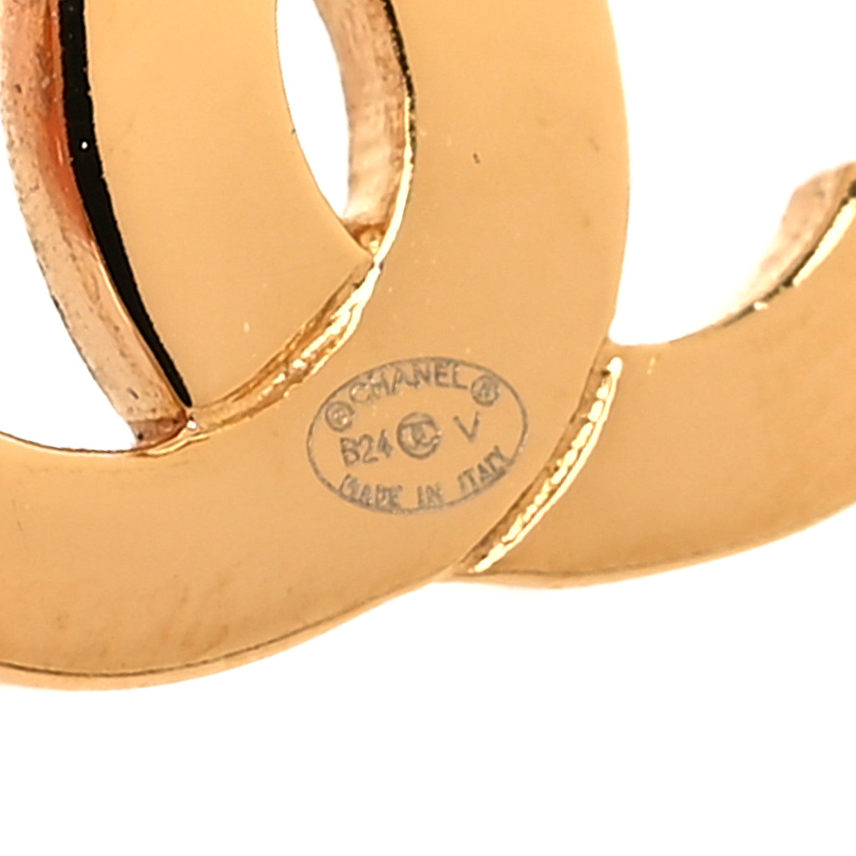 Chanel Metal CC Paris Button Stud Earrings Gold 4 of 5