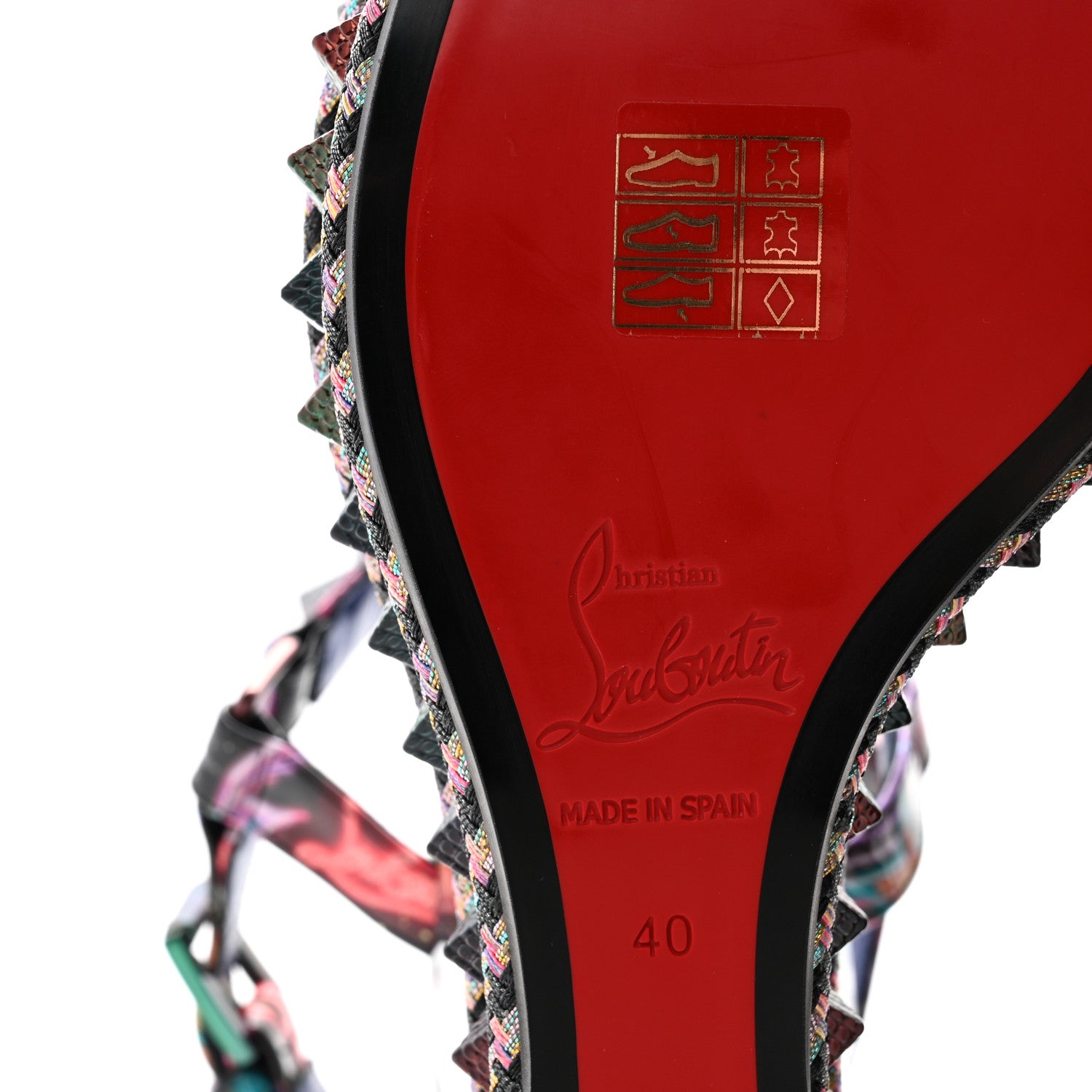 Christian Louboutin Patent Calfskin Lin By The Night Pyraclou 110 Wedge Sandals 40 Black Multicolor 7 of 8