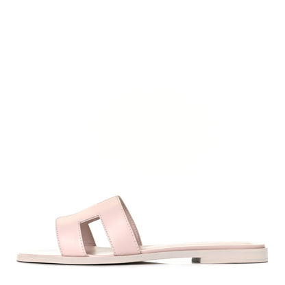 Hermes Box Calfskin Oran Sandals 37.5 Rose Pale 1 of 9