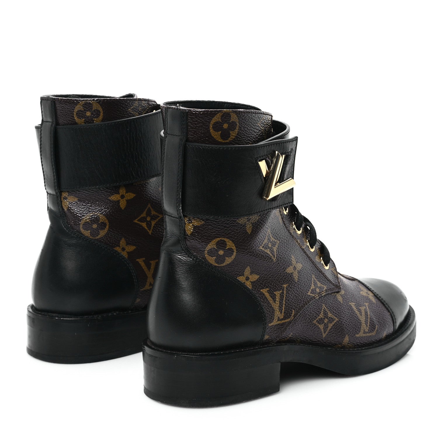 Louis Vuitton Calfskin Monogram Wonderland Flat Ranger Boots 35.5 Black 5 of 9