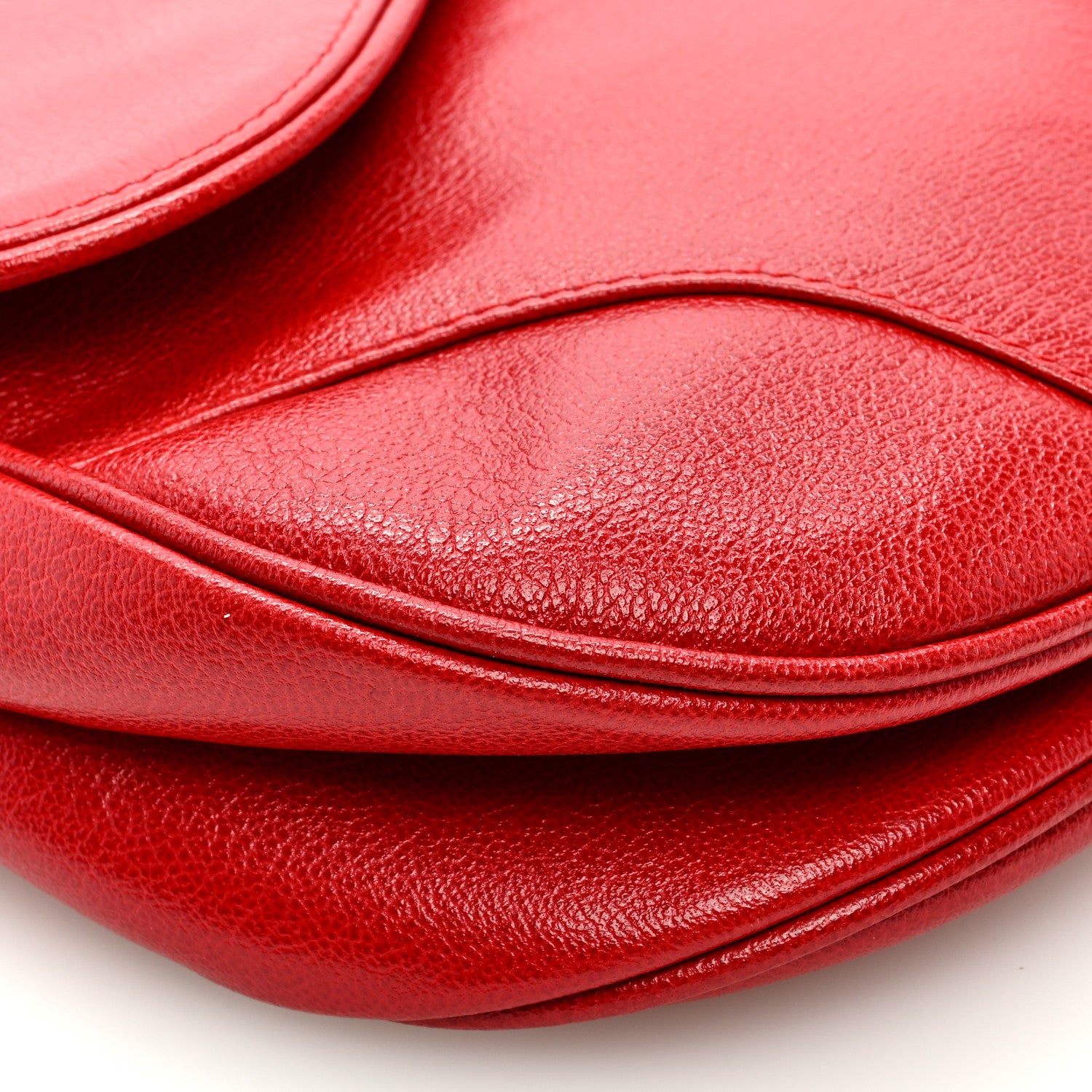 Christian Dior Shiny Goatskin Saddle Bag Red 8 of 9