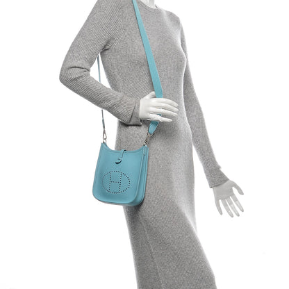 Hermes Taurillon Clemence Evelyne TPM Bleu Atoll 4 of 8