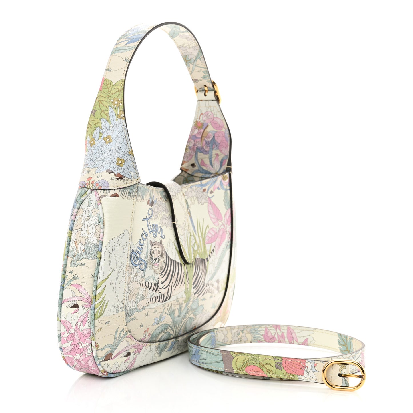 New Shangai Calfskin Tiger Savanah Small Jackie 1961 Hobo Chalky White Multicolor