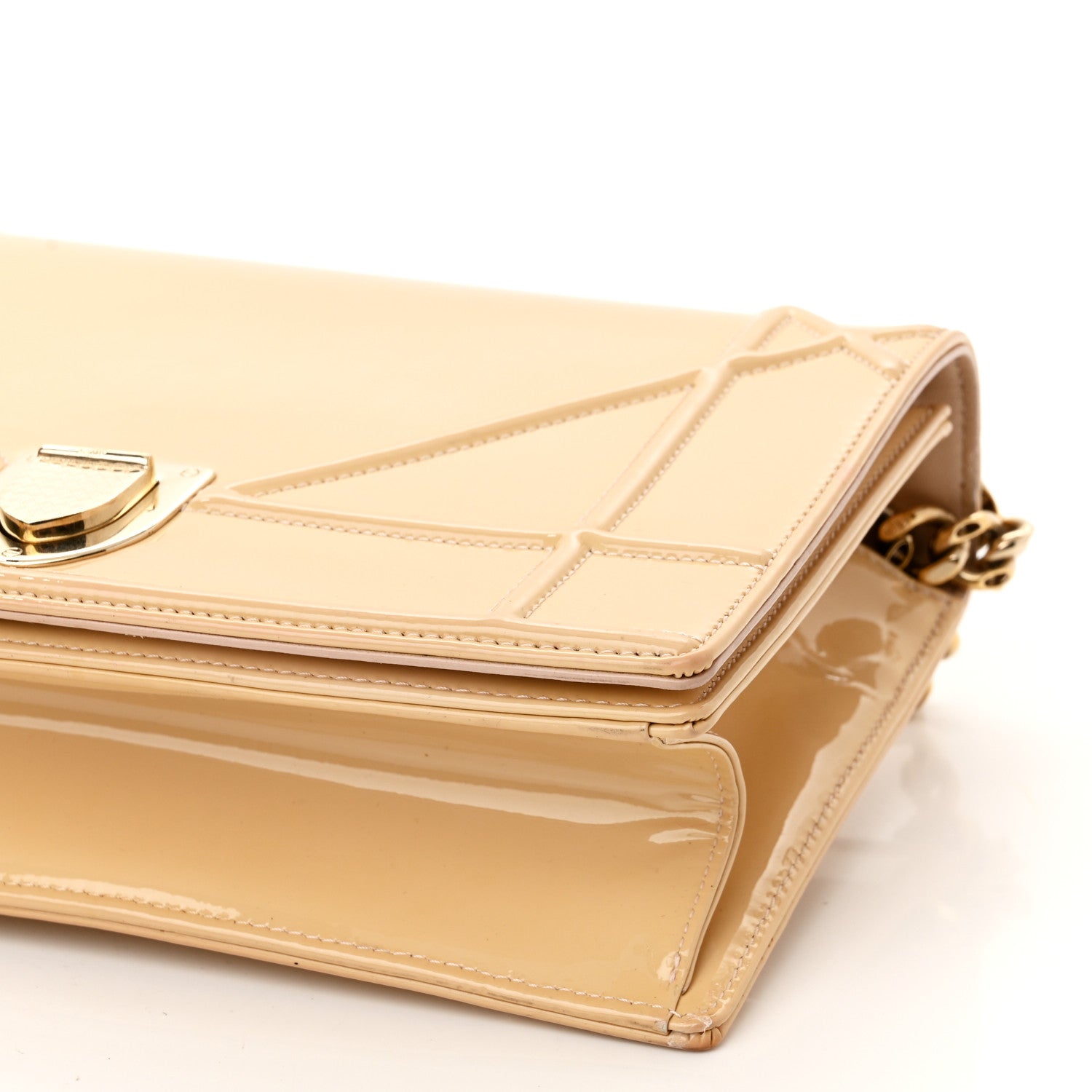 Christian Dior Patent Calfskin Medium Diorama Flap Bag Beige 9 of 11