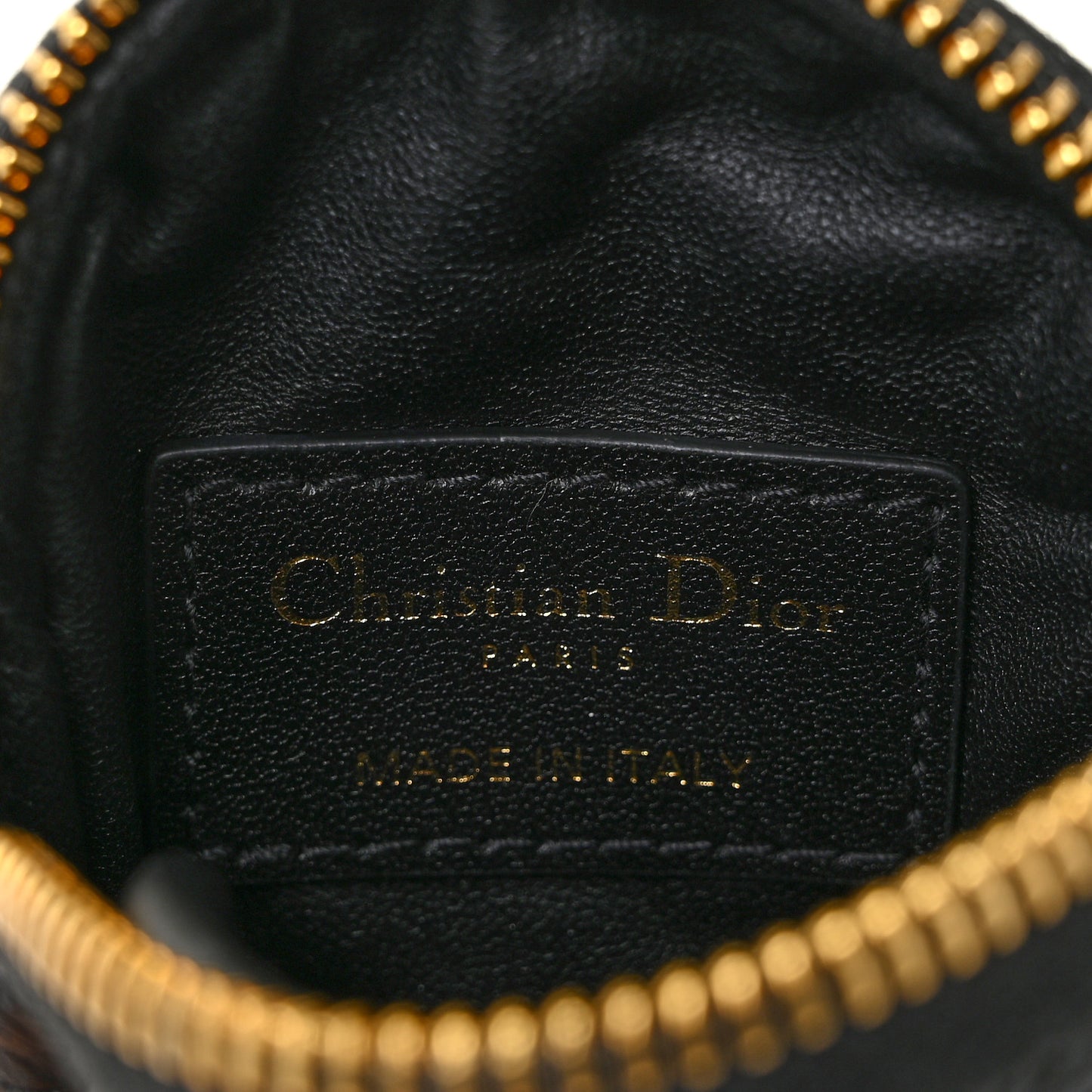 Supple Calfskin Cannage Round Detachable Caro Coin Purse Black