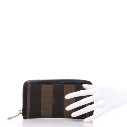 Fendi Pequin Cuoio Vegetale Zip Around Wallet Tobacco Black 2 of 10