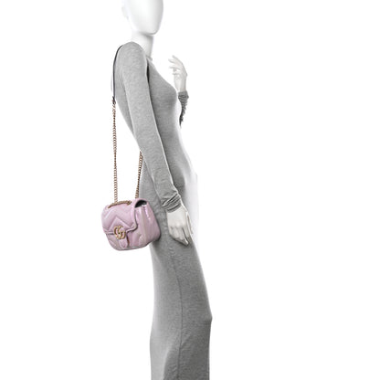 Gucci Iridescent Nappa Chevron Matelasse Mini GG Marmont Shoulder Bag Iridescent Escape Pink 2 of 11