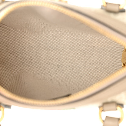 Gucci GG Supreme Monogram Textured Dollar Calfskin Web Super Mini Ophidia Top Handle Bowler Bag Beige Mystic White Oatmeal 5 of 10