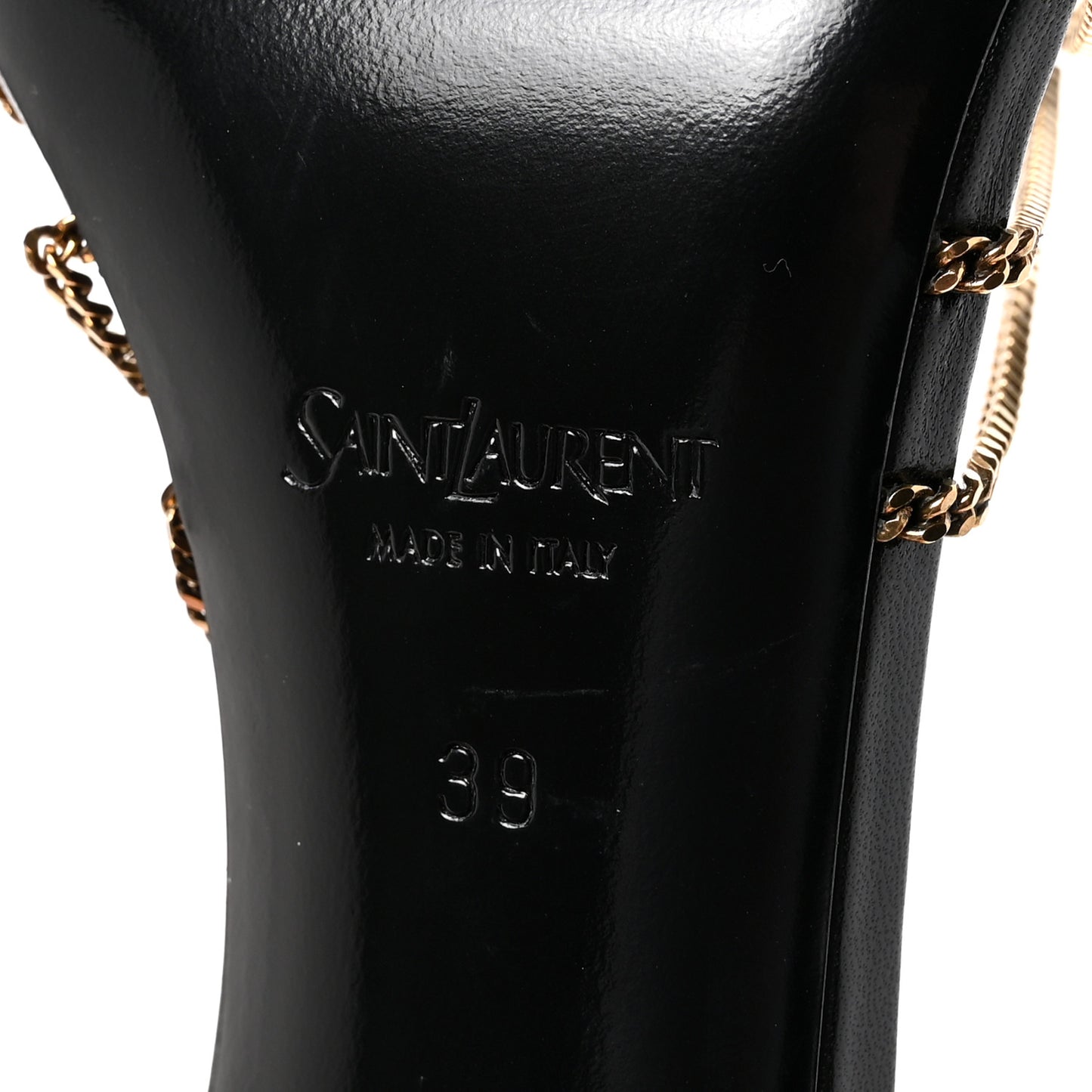 Lambskin Chain Babylone 90 Ankle Strap Sandals 39 Black