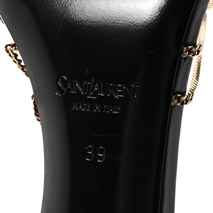 Saint Laurent Lambskin Chain Babylone 90 Ankle Strap Sandals 39 Black 7 of 9