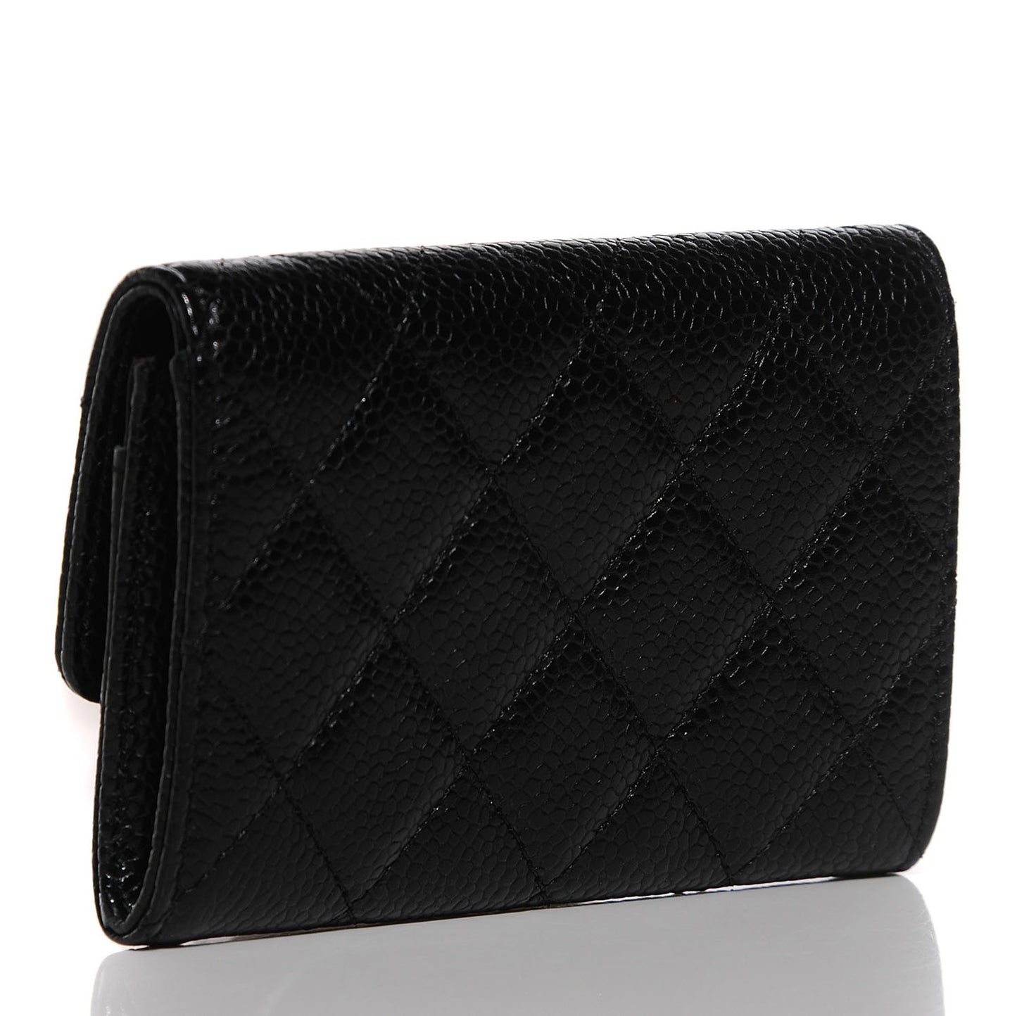 Caviar Quilted Flap Card Holder Black