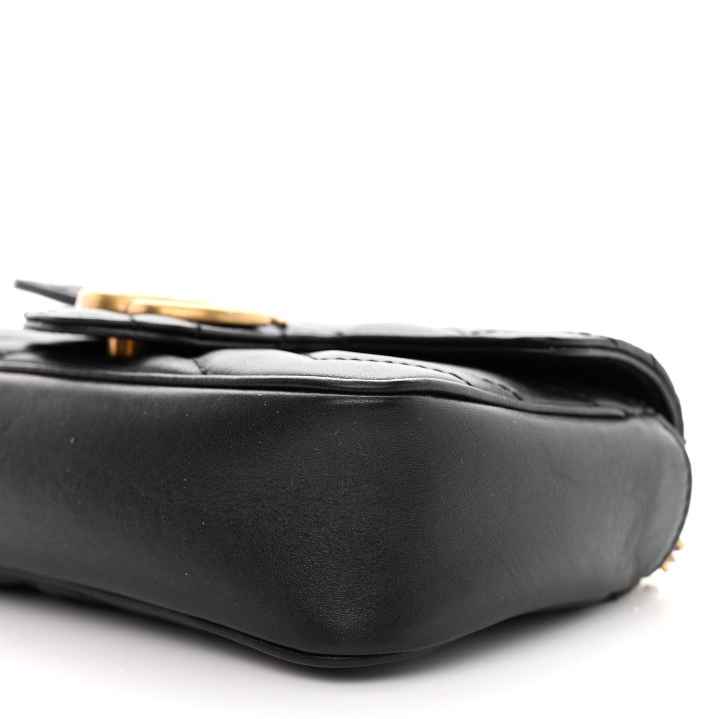 Calfskin Matelasse Super Mini GG Marmont Shoulder Bag Black