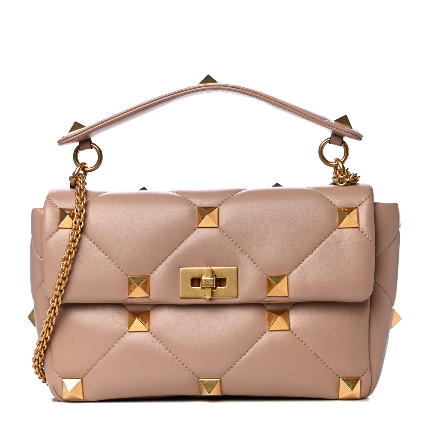 Nappa Large Roman Stud Shoulder Bag Rose Cannelle