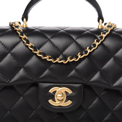 Chanel Lambskin Quilted Mini Top Handle Rectangular Flap Black 10 of 11