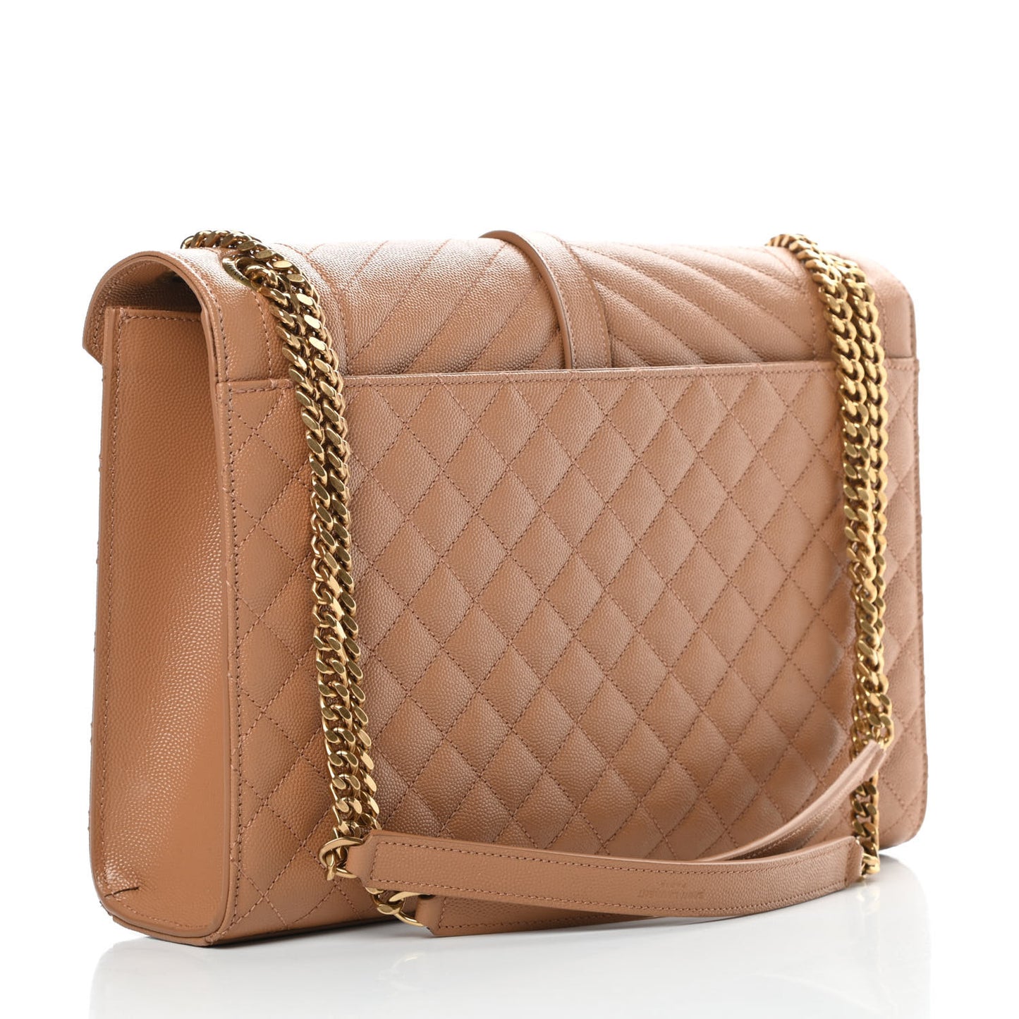 Grain De Poudre Textured Mixed Matelasse Triquilt Large Monogram Satchel Dune