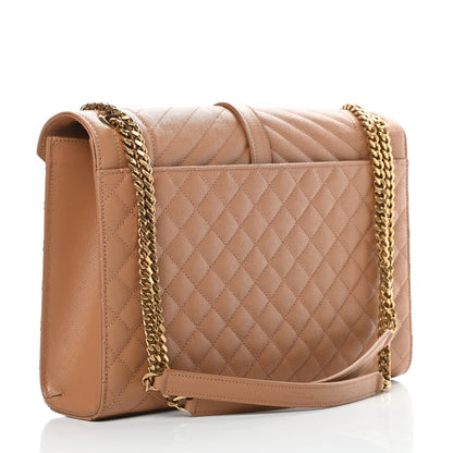 Saint Laurent Grain De Poudre Textured Mixed Matelasse Triquilt Large Monogram Satchel Dune 4 of 11