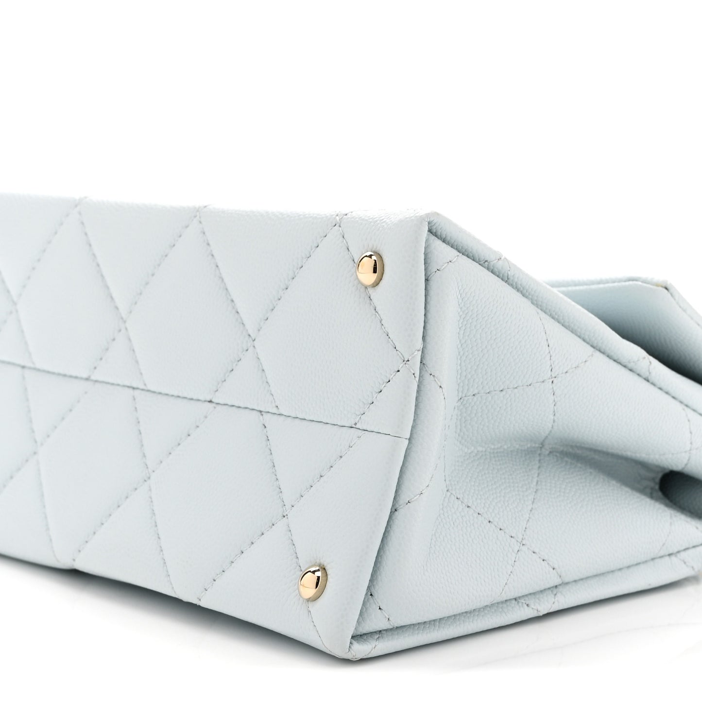 Caviar Quilted Mini Retro Twist Top Handle Flap Light Blue