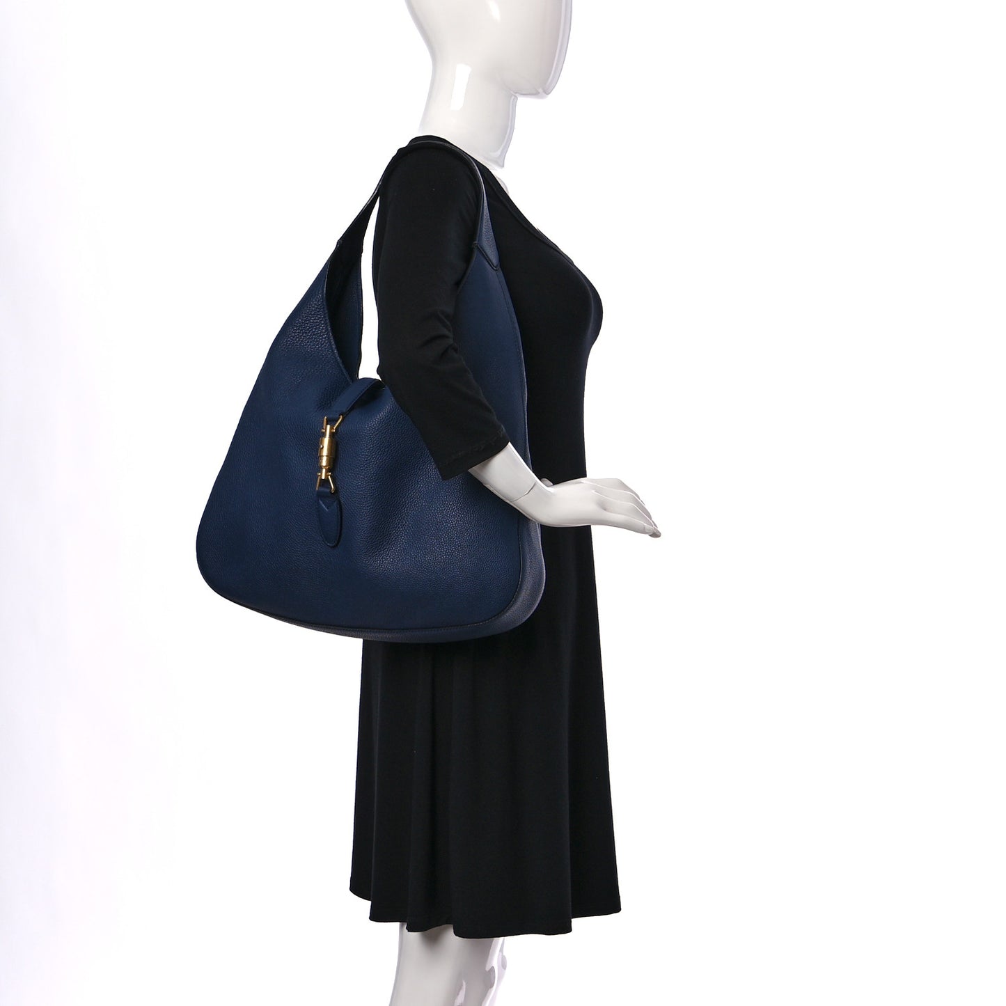 Soft Grained Calfskin Large Jackie Hobo Classic Blue Marine