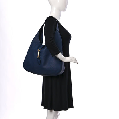 Gucci Soft Grained Calfskin Large Jackie Hobo Classic Blue Marine 2 of 25