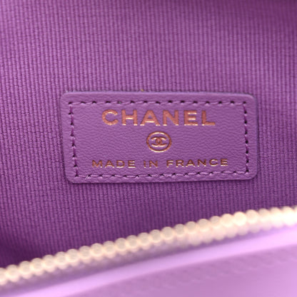 Chanel Lambskin Quilted CC In Love Heart Clutch With Chain Purple 6 of 10