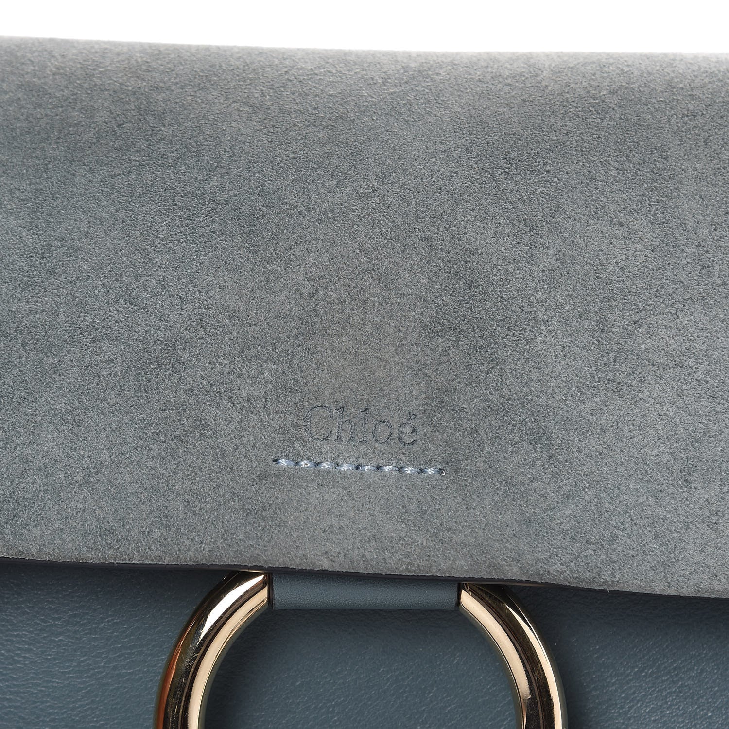 Chloe Suede Calfskin Small Faye Shoulder Bag Cloudy Blue 9 of 16