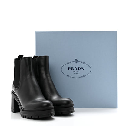 Prada Vitello Montana Lug Sole Chelsea 55mm Boots 36.5 Black 10 of 10