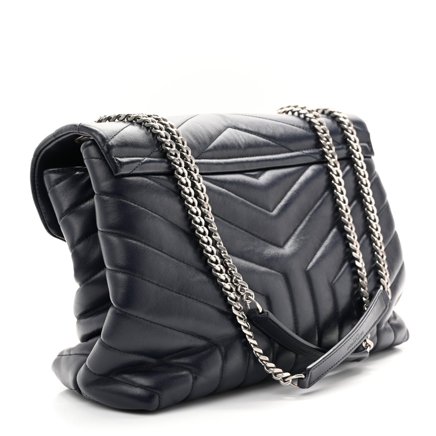 Calfskin Y Quilted Monogram Medium Loulou Chain Satchel Medium Blue