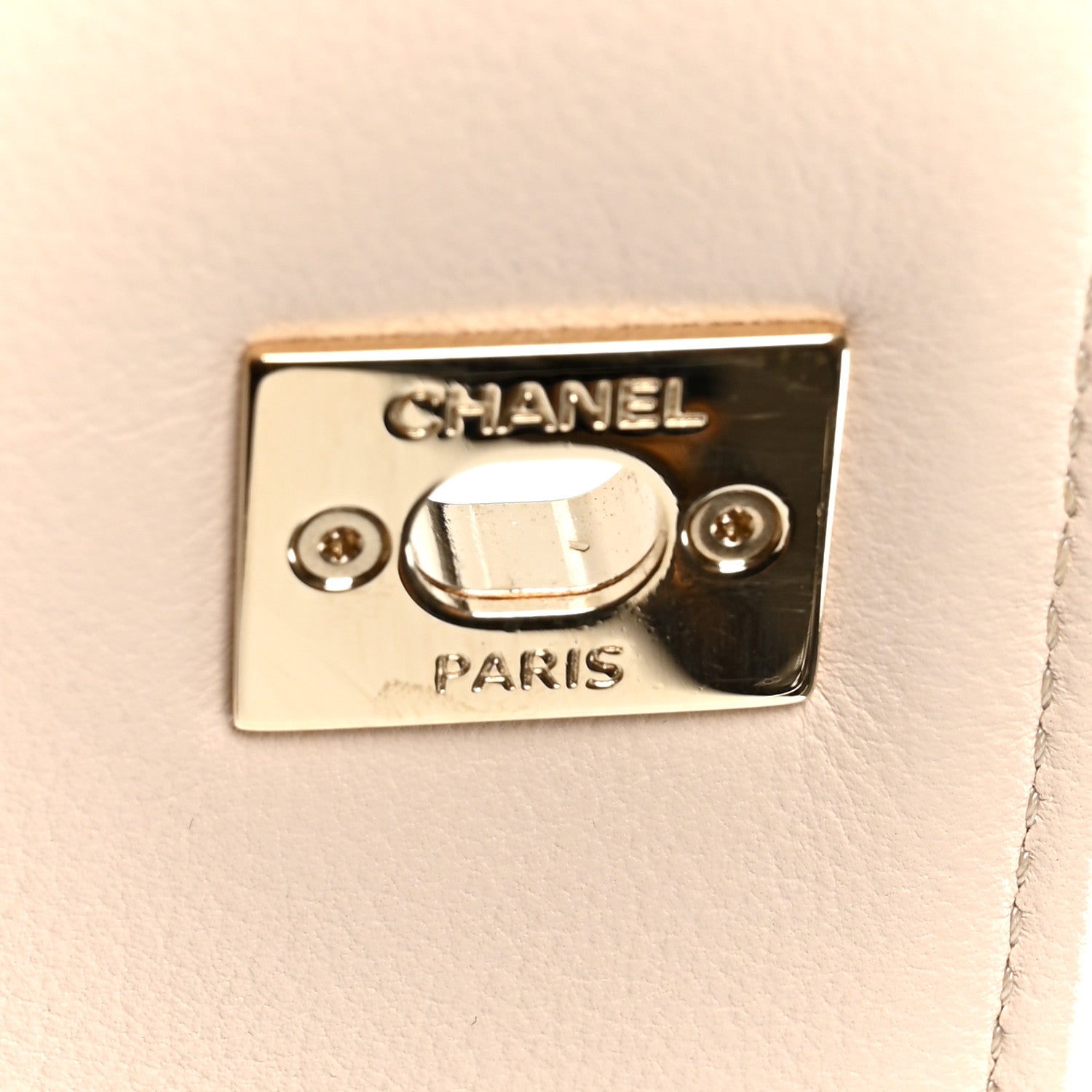Chanel Grained Calfskin Stitched Small Chevron Chic Top Handle Flap Beige 7 of 11