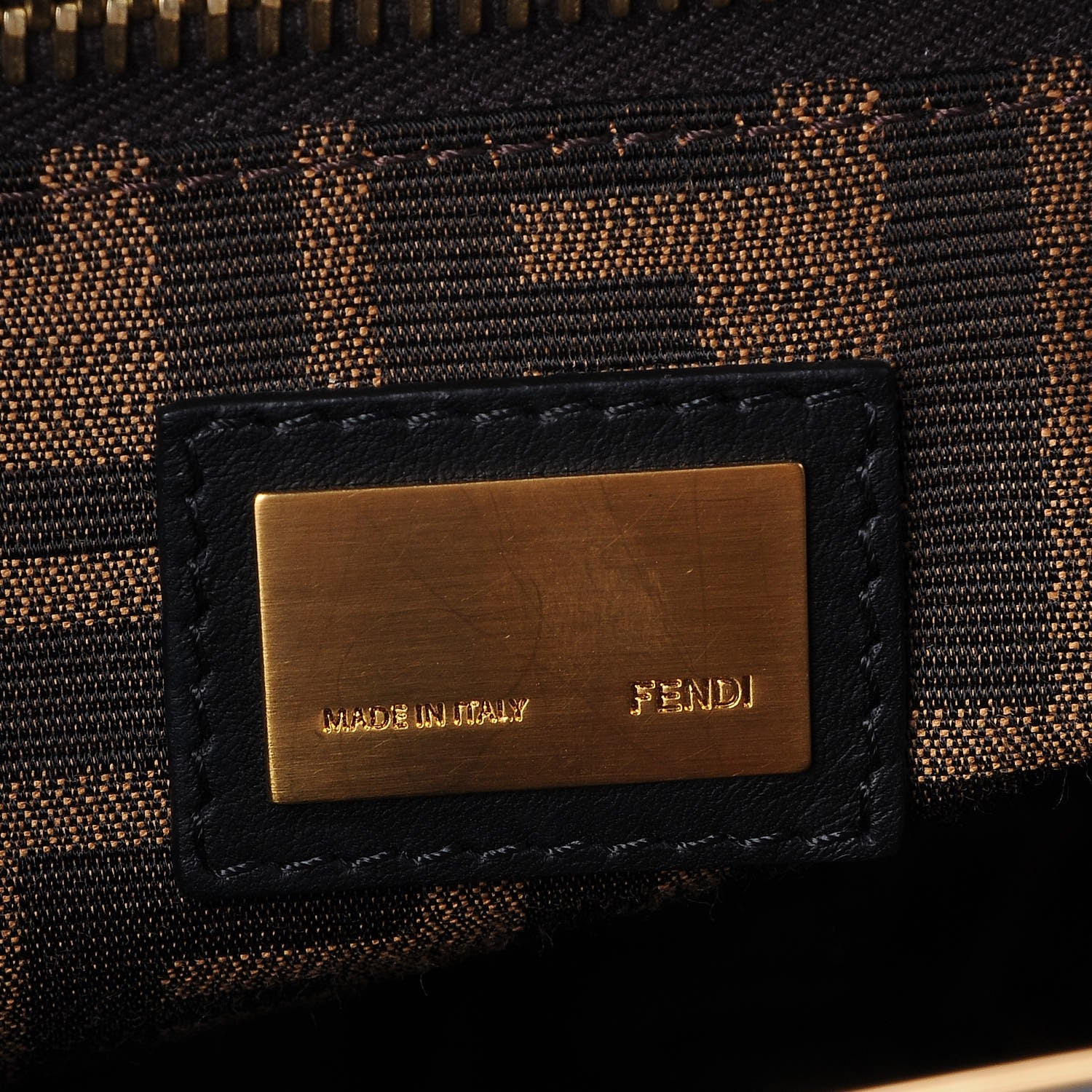 Fendi Vitello Zucca Medium Peekaboo Iconic Satchel Black Tobacco 7 of 8