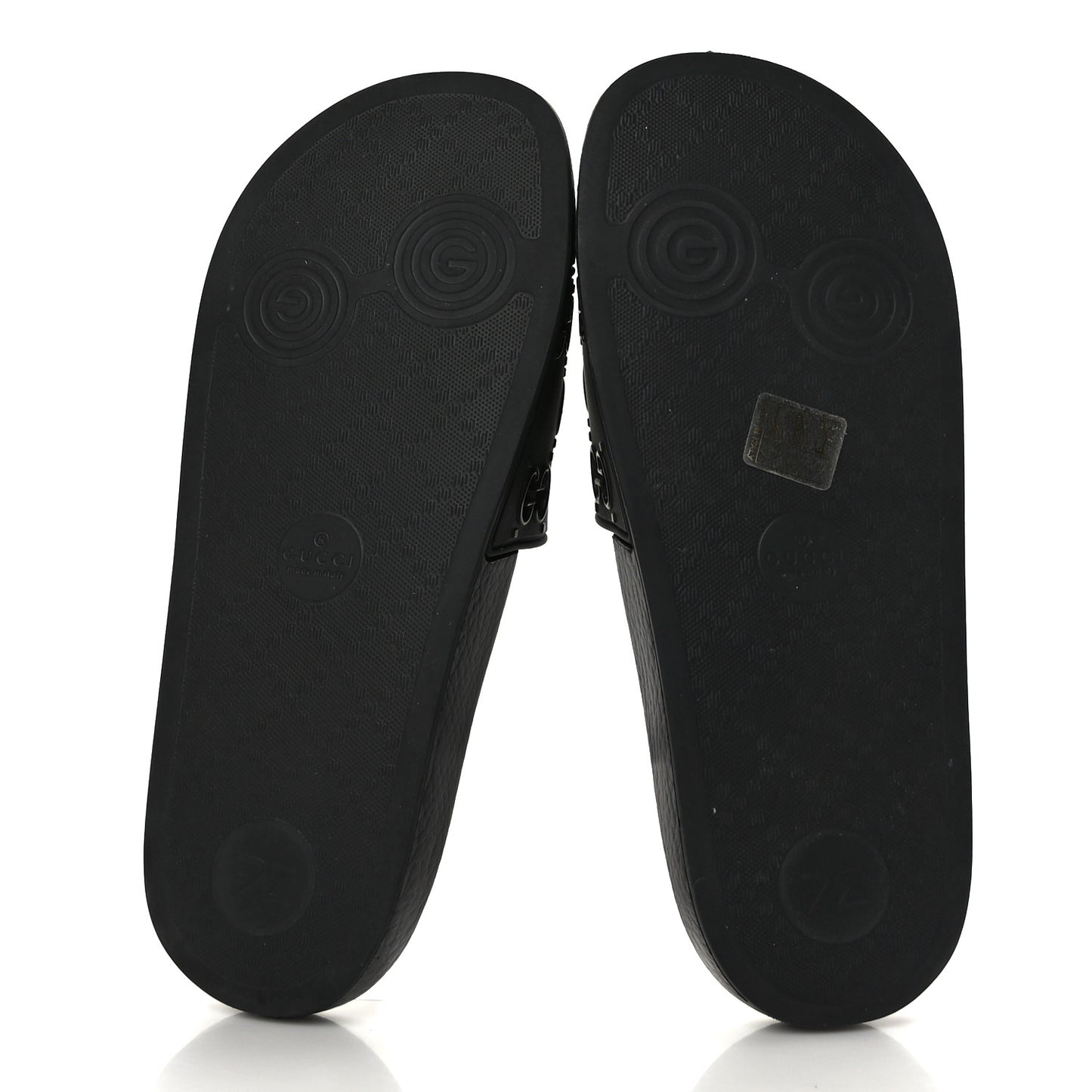 Rubber GG Monogram Perforated Womens Slide Sandals 38 Black
