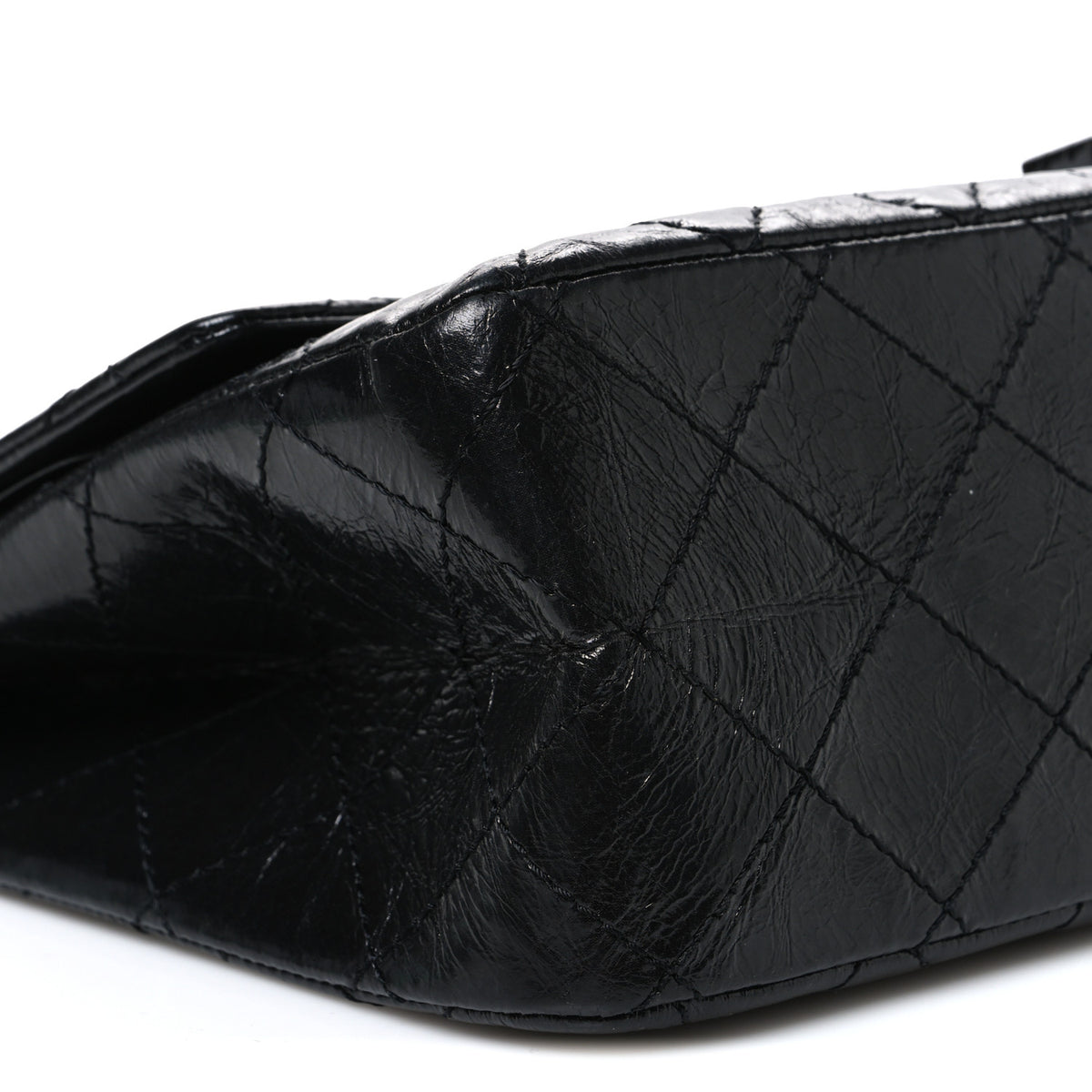 Glazed Aged Calfskin Quilted 2.55 Reissue 227 Flap So Black
