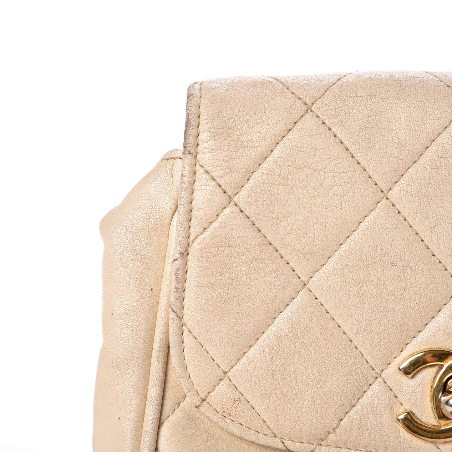 Caviar Quilted Mini Square Flap White