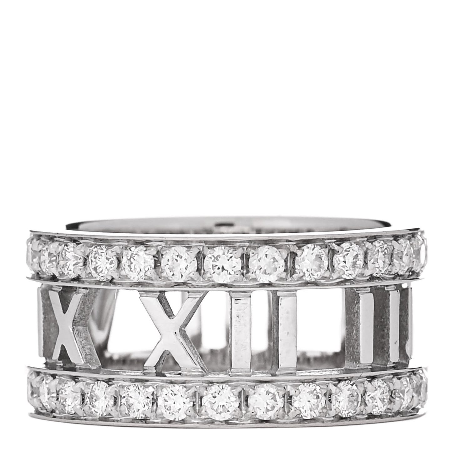 18K White Gold Diamond Wide Atlas Open Ring 50 5.5