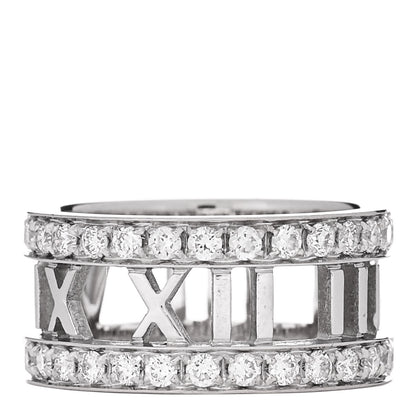 Tiffany 18K White Gold Diamond Wide Atlas Open Ring 50 5.5 1 of 5